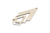 Silver Triangle Charm, 4 Antique Silver Plated Brass Diamond Charms With 1 Hole (46x22x1mm) M01171