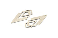 Silver Triangle Charm, 4 Antique Silver Plated Brass Diamond Charms With 1 Hole (46x22x1mm) M01171