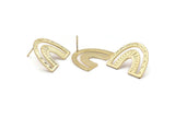 Earring Studs, 2 Gold Plated Brass - U Shape Earrings - Gold Earrings - Earrings (20x25x1mm) N1464