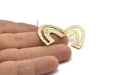 Earring Studs, 2 Gold Plated Brass - U Shape Earrings - Gold Earrings - Earrings (20x25x1mm) N1464