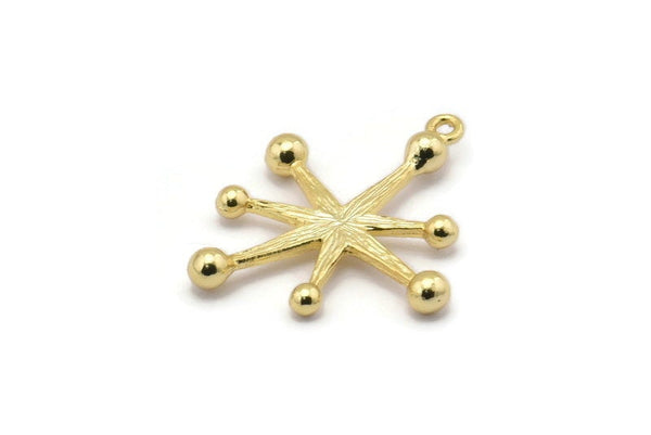 Gold Boom Charm, 2 Gold Plated Brass Boom Charms With 1 Loop (30x26x1mm) N1485