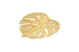 Gold Leaf Charm, 4 Gold Plated Brass Leaf Charms With 1 Hole, Earrings (32mm) D0661