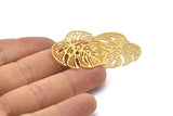Gold Leaf Charm, 4 Gold Plated Brass Leaf Charms With 1 Hole, Earrings (32mm) D0661