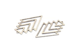 Silver Triangle Charm, 2 Antique Silver Plated Brass Tree Charms With 1 Loop (49x33x1mm) M01234 H1252