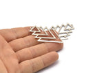 Silver Triangle Charm, 2 Antique Silver Plated Brass Tree Charms With 1 Loop (49x33x1mm) M01234 H1252