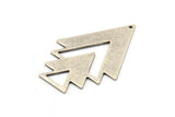 Silver Triangle Charm, 2 Antique Silver Plated Brass Tree Charms With 1 Hole (47x33x1mm) M01220