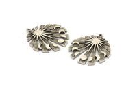 Silver Moon Phases, Antique Silver Plated Brass Rising Sun Flag Charm With 1 Loop, Pendants (30x28x2mm) N1478