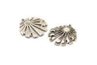 Silver Moon Phases, Antique Silver Plated Brass Rising Sun Flag Charm With 1 Loop, Pendants (30x28x2mm) N1478