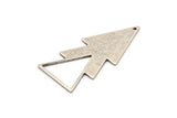 Silver Triangle Charm, 4 Antique Silver Plated Brass Triangle Charms With 1 Hole (47x21x1mm) M01107