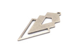 Silver Triangle Charm, 4 Antique Silver Plated Brass Diamond Charms With 1 Loop (49x22x1mm) M01147 H1257