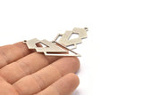Silver Triangle Charm, 4 Antique Silver Plated Brass Diamond Charms With 1 Loop (49x22x1mm) M01147 H1257