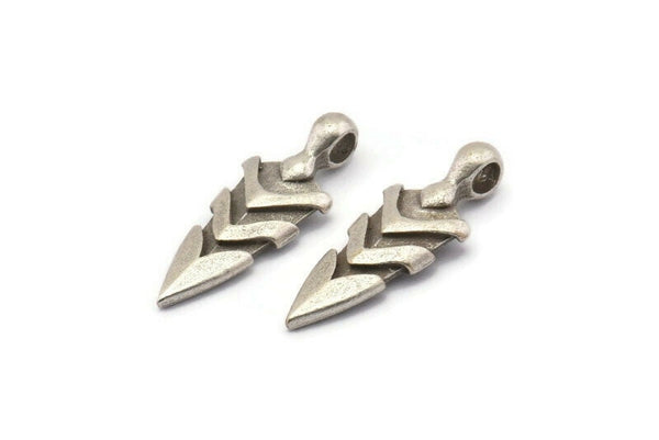 Silver Knife Charm, 2 Antique Silver Plated Brass Knife Pendants With 1 Loop, Charms (31.5x11.5x6mm) BS 1986