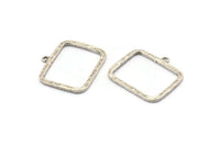 Silver Rectangle Charm, 2 Hammered Antique Silver Plated Brass Rectangle Pendants With 1 Loop (30x24x1.7mm) BS 1869 H1317