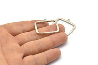 Silver Rectangle Charm, 2 Hammered Antique Silver Plated Brass Rectangle Pendants With 1 Loop (30x24x1.7mm) BS 1869 H1317