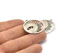 Silver Eye Charm, 4 Antique Silver Plated Brass Eye Charms With 1 Loop, Pendants (30x28x1mm) N1453 H1332