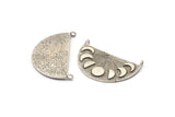 Moon Phases Pendant, Antique Silver Plated Brass Moon Phases Charm With 2 Loops, Findings (38x21x1mm) N1241