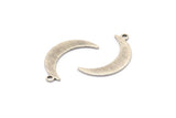Silver Moon Charm, 12 Textured Antique Silver Plated Brass Crescent Moon Charms With 1 Loop (25x5x0.80mm) M01202