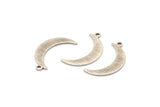 Silver Moon Charm, 12 Textured Antique Silver Plated Brass Crescent Moon Charms With 1 Loop (25x5x0.80mm) M01202