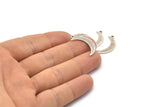 Silver Moon Charm, 12 Textured Antique Silver Plated Brass Crescent Moon Charms With 1 Loop (25x5x0.80mm) M01202