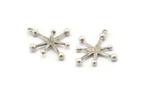 Silver Boom Charm, 4 Antique Silver Plated Brass Boom Charms With 1 Loop (30x26x1mm) N1485 H1305