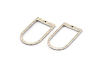 D Shape Rings, 4 Antique Silver Plated Brass Hammered D Shape Connectors With 1 Hole, Rings (29x17x1.3mm) BS 1875