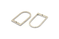 D Shape Rings, 4 Antique Silver Plated Brass Hammered D Shape Connectors With 1 Hole, Rings (29x17x1.3mm) BS 1875