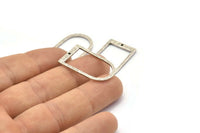 D Shape Rings, 4 Antique Silver Plated Brass Hammered D Shape Connectors With 1 Hole, Rings (29x17x1.3mm) BS 1875