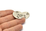 Silver Oval Pendant, 2 Antique Silver Plated Brass Oval Cat Textured Pendants With 1 Hole, Earrings, Blanks (28x23x1.1mm) BS 1915