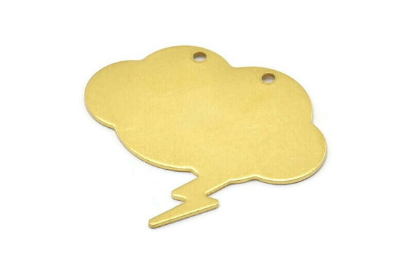 Speech Bubble Blank, 5 Raw Brass Speech Bubble Blanks Cloud Pendant (38x34.5x0.80mm) D0308--c094