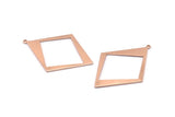 Rose Gold Diamond Charm, 2 Rose Gold Plated Brass Rhombus Charms With 1 Loop, Pendants, Earrings, Findings (42x30x0.80mm) D1050 Q0902