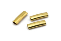 Raw Brass Tube, 24 Oval Raw Brass Tubes (21x6.2x3.4mm) Sq26 Brc294