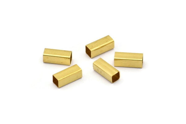 Geometric Tube Beads, 50 Raw Brass Square Tubes (4x10mm) Bs 1586