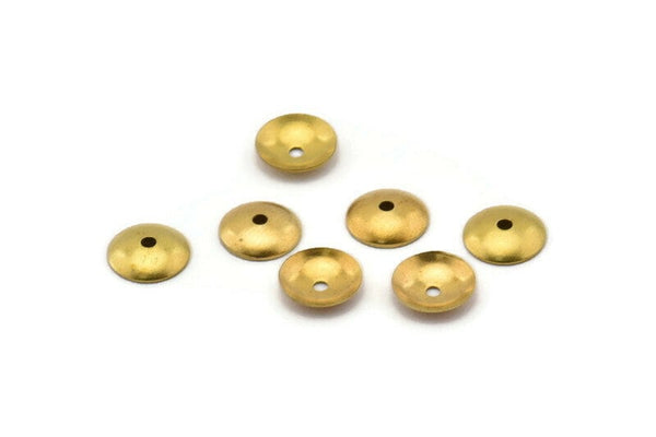 Raw Brass Bead Caps, 100 Raw Brass Round Middle Hole Bead Caps, Connectors, Findings, Charms (8mm) Brs 101 A0228