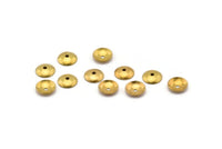 Raw Brass Bead Caps, 100 Raw Brass Round Middle Hole Bead Caps, Connectors, Findings, Charms (8mm) Brs 101 A0228