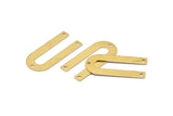 Brass Geometric Charm, 24 Raw Brass U Shaped Pendants With 3 Holes, Charms, Findings (26x12x0.55mm) E016