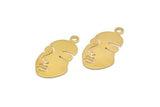 Brass Face Blank, 6 Raw Brass Face Shape Blanks With 1 Loop, Blanks, Pendant, Earrings, Findings (33.5x17x1mm) E023