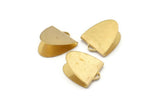 Brass Ribbon Crimp, 12 Raw Brass Ribbon Crimp Ends With 1 Loop, Findings (18x15.5mm) E021