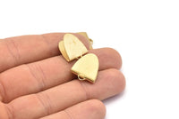 Brass Ribbon Crimp, 12 Raw Brass Ribbon Crimp Ends With 1 Loop, Findings (18x15.5mm) E021