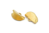 Half Moon Crimp, 24 Raw Brass Ribbon Crimp End With 1 Loop, Findings (15x10mm) E042