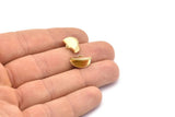 Half Moon Crimp, 24 Raw Brass Ribbon Crimp End With 1 Loop, Findings (15x10mm) E042