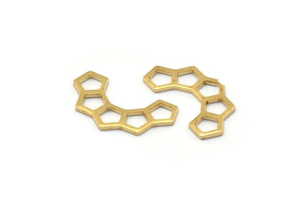 Brass Honeycomb Charm, 50 Raw Brass Semi Honeycomb Charms (17x9.5x5x0.8mm) E049