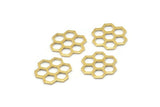 Brass Honeycomb Charm, 12 Raw Brass Honeycomb Hexagon Charms (14x0.8mm) E080