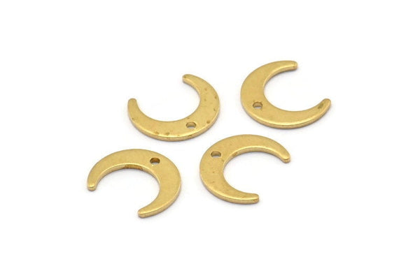 Brass Moon Charms, 50 Raw Brass Crescent Moon Charms With 1 Hole, Pendants, Earrings, Findings (9.5x11x3x0.80mm) E070