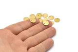 Brass Cabochon Tag, 24 Raw Brass Textured Cabochon Tags With 1 Hole, Stamping Tags (10x0.85mm) E050