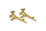 Brass Dinosaur Charm, 5 Raw Brass Dinosaur Charms With 2 Loops (17x29x0.8mm) E112