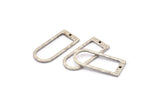 D Shape Charm, 4 Hammered Antique Silver Plated Brass D Shape Charms With 1 Hole (29x13x1.3mm) BS 1873