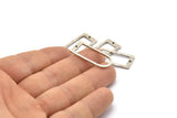 D Shape Charm, 4 Hammered Antique Silver Plated Brass D Shape Charms With 1 Hole (29x13x1.3mm) BS 1873
