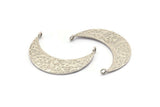 Silver Moon Charm, 2 Hammered Antique Silver Plated Brass Crescent Moon Pendants With 2 Loops (34x10x1.2mm) BS 1893 H1342