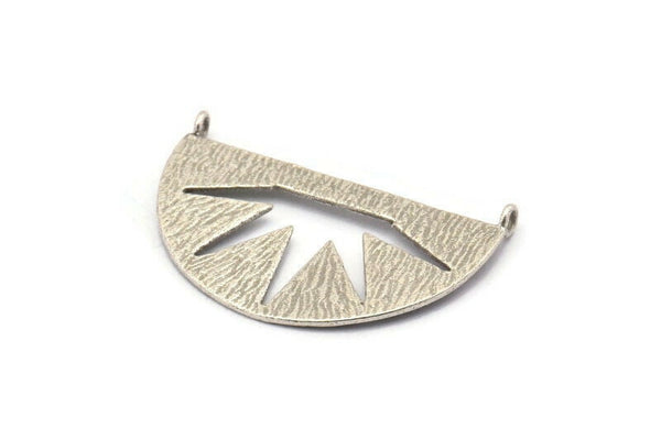 Silver Lightning Charm, 2 Antique Silver Plated Brass Semi Circle Pendant With 2 Loops (38x22x0.9mm) BS 1949 H1290