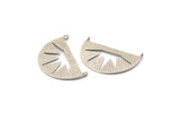 Silver Lightning Charm, 2 Antique Silver Plated Brass Semi Circle Pendant With 2 Loops (38x22x0.9mm) BS 1949 H1290